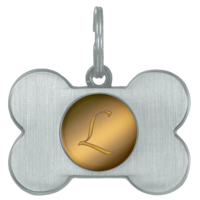Placa Para Mascotas Monograma dorado L (Frente)