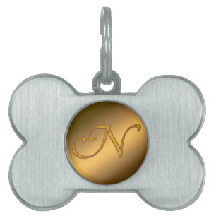 Placa Para Mascotas Monograma dorado N