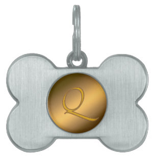 Placa Para Mascotas Monograma dorado Q