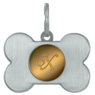Placa Para Mascotas Monograma dorado X