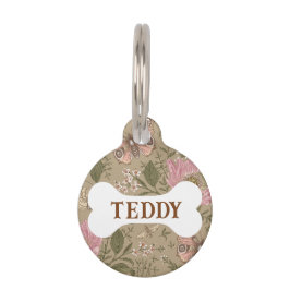 Placa Para Mascotas Monograma florero botánico moderno