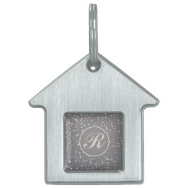 Placa Para Mascotas Monograma Gris moderno Terrazzo