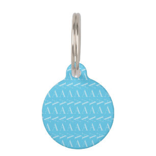 Placa Para Mascotas Monograma Letra inicial A, Aqua Blue