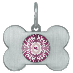 Placa Para Mascotas Monograma morado floral