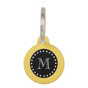 Placa Para Mascotas Monograma negro amarillo del modelo el   de