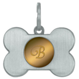 Placa Para Mascotas Monograma Oro B