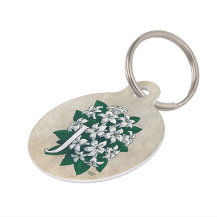 Placa Para Mascotas Monograma personalizado de la flor del jazmín