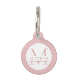 Placa Para Mascotas Monograma personalizado rosa Girly