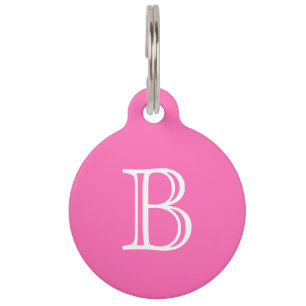 Placa Para Mascotas Monograma rosa caliente inicial