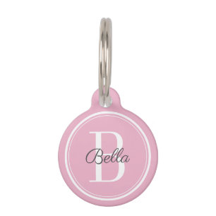 Placa Para Mascotas Monograma rosa elegante