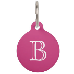 Placa Para Mascotas Monograma rosa oscuro magenta inicial