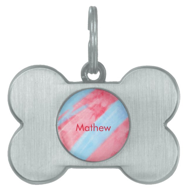 Placa Para Mascotas monograma simple de letra inicial añada su nombre  (Frente)