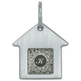 Placa Para Mascotas Monograma Terrazo verde moderno