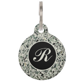 Placa Para Mascotas Monograma Terrazo verde moderno