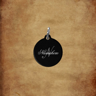 Placa Para Mascotas Monograma único personalizado de nombre blanco y n