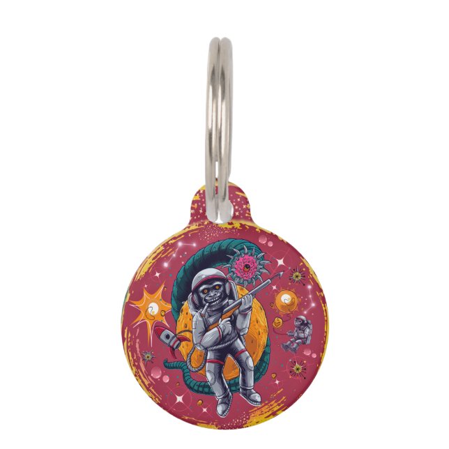 Placa Para Mascotas Monos raros en el espacio (Anverso)