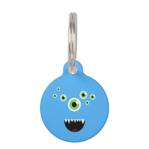 Placa Para Mascotas Monstruo azul lindo loco divertido único