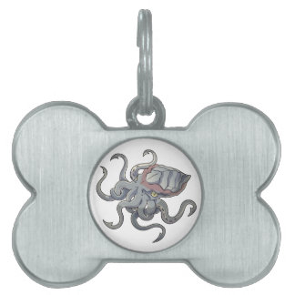 Placa Para Mascotas Monstruo mítico gris/gris de Kraken del dibujo