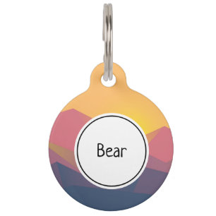 Placa Para Mascotas Montañas rusticas geométricas Minimalistas