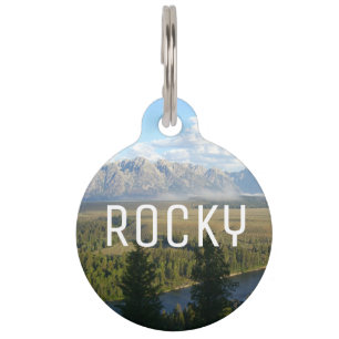 Placa Para Mascotas Montañas y río de Jackson Hole