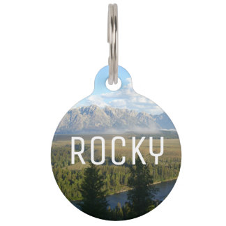 Placa Para Mascotas Montañas y río de Jackson Hole