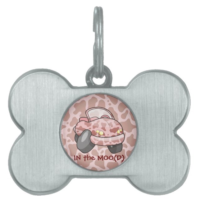 Placa Para Mascotas Moo Car (Frente)