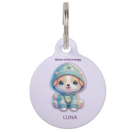 Placa Para Mascotas Moon Child Energy Custom Pet Tag ID
