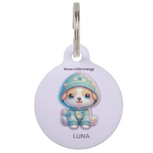 Placa Para Mascotas Moon Child Energy Custom Pet Tag ID