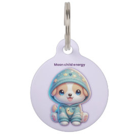 Placa Para Mascotas Moon Child Energy Pet Tag ID