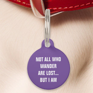 Placa Para Mascotas Morado No Todos Los Que Vagan Están Perdidos Pero 