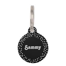 Placa Para Mascotas Morderno Minimo Único Cachorro Lunares