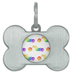 Placa Para Mascotas Mortocicleta arco iris