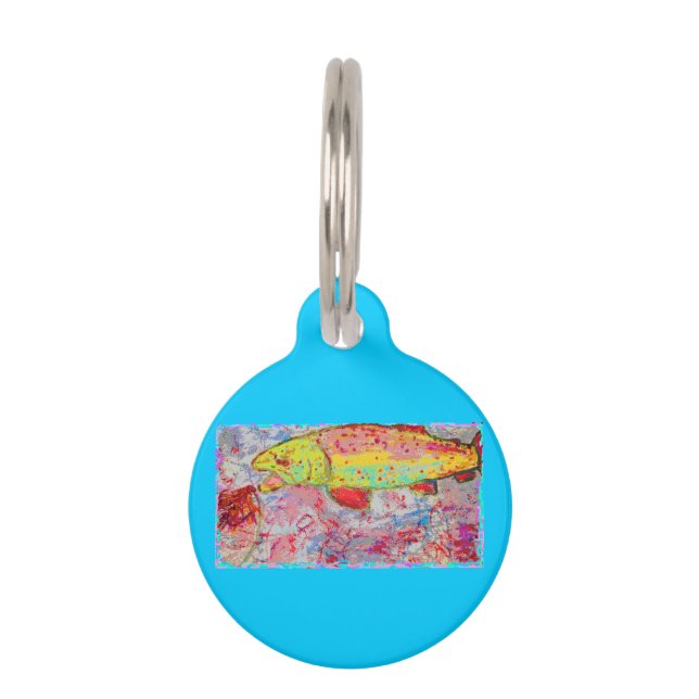 Placa Para Mascotas mosca de caza de arco iris (Anverso)