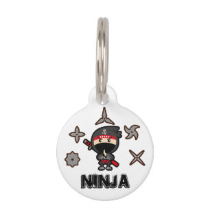 Placa Para Mascotas Muchacho negro de Ninja