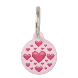 Placa Para Mascotas Muchos Corazones Rosas Sobre Rosa Claro & Info de