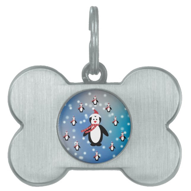 Placa Para Mascotas Muchos pingüinos (Frente)