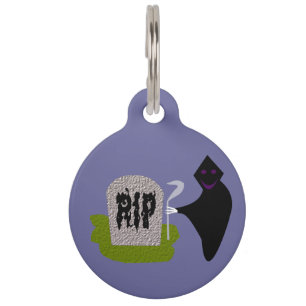 Placa Para Mascotas Muerte en el cementerio Personalizado de Halloween