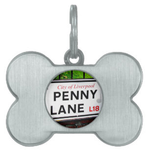Placa Para Mascotas Muestra del carril del penique de la ciudad de