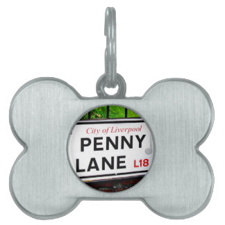 Placa Para Mascotas Muestra del carril del penique de la ciudad de