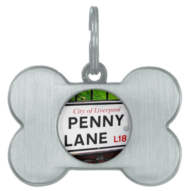 Placa Para Mascotas Muestra del carril del penique de la ciudad de (Frente)