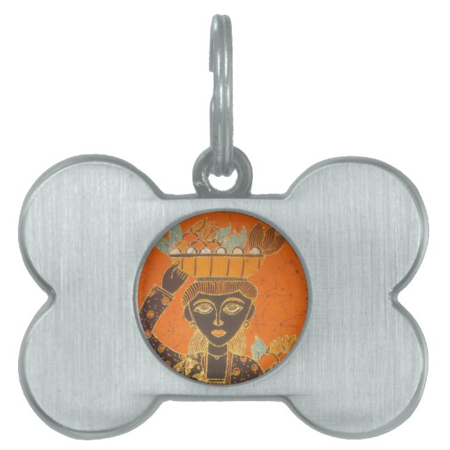 Placa Para Mascotas Mujer africana con imagen de cesta (Frente)