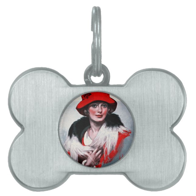 Placa Para Mascotas Mujer en Red Hat (Frente)