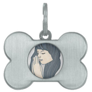 Placa Para Mascotas Mujer rezando
