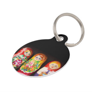 Placa Para Mascotas Muñecas coloridas de Matryoshka