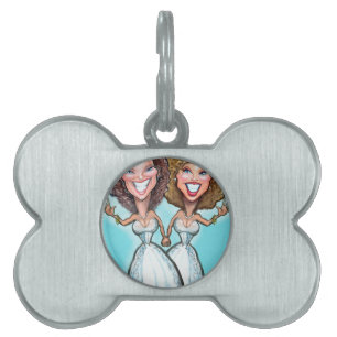 Placa Para Mascotas Muñecas de pasteles de Boda lesbiana