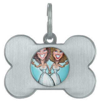 Placa Para Mascotas Muñecas de pasteles de Boda lesbiana