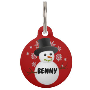 Placa Para Mascotas Muñeco de nieve de Navidad para perro