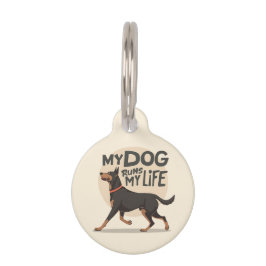 Placa Para Mascotas My Dog Runs My Life Doberman Running Art