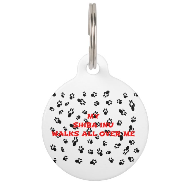 Placa Para Mascotas myshiba inu camina conmigo (Anverso)