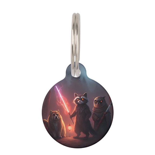 Placa Para Mascotas Mystical Forest Battle Animals Art (Anverso)